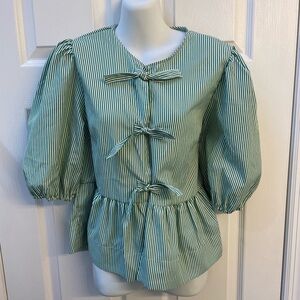 Green Striped Women's Top